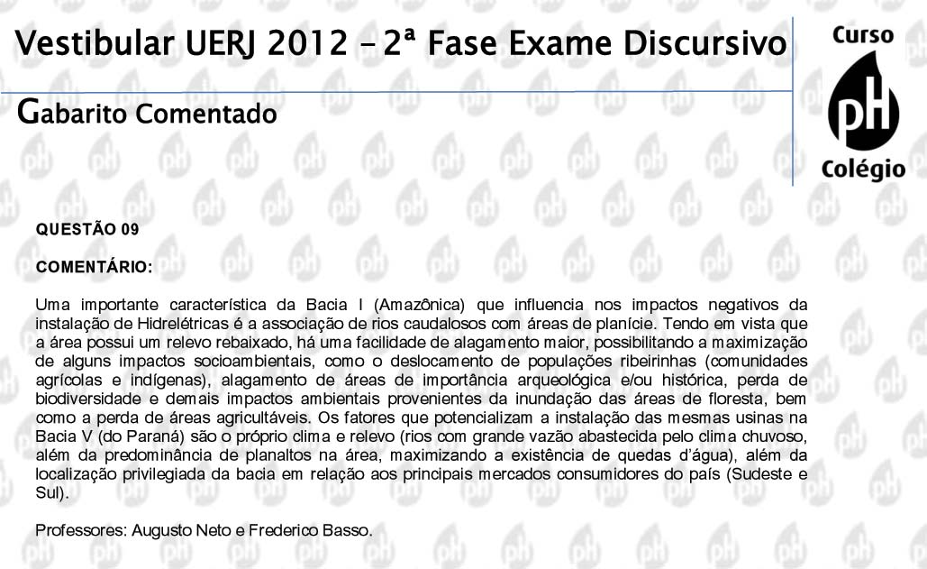 Uerj 2012 – Geografia (questão 9)