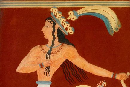 O período Pré-Homérico é carcterizado por invasões sucessivas da península Balcânica. Os Pelasgos, povo nativo, não tinha sossego. Primeiro, foram atacados pelos Aqueus, depois vieram os Jônios e os Dórios. No último ataque, ocorreu a Primeira Diáspora: os gregos originais foram para ilhas vizinhas e se organizaram em pequenas comunidades chamadas genos. Nesta pintura, vê-se um princípe cretense. Imagem: Wiki Commons O período Pré-Homérico é carcterizado por invasões sucessivas da península Balcânica. Os Pelasgos, povo nativo, não tinha sossego. Primeiro, foram atacados pelos Aqueus, depois vieram os Jônios e os Dórios. No último ataque, ocorreu a Primeira Diáspora: os gregos originais foram para ilhas vizinhas e se organizaram em pequenas comunidades chamadas genos. Nesta pintura, vê-se um princípe cretense. Imagem: Wiki Commons