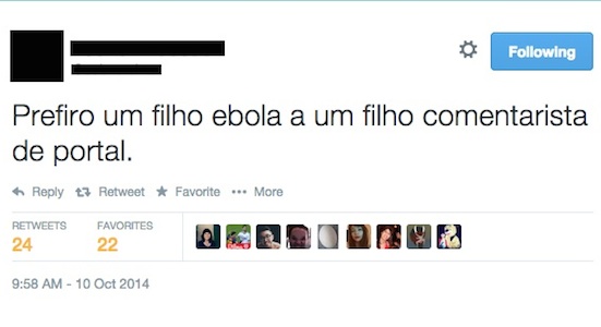 Ao contrário do eufemismo, a hipérbole exagera uma ideia com o objetivo de enfatizá-la. Por exemplo, ninguém quer que o filho pegue Ebola, esse foi só um recuso utilizado para mostrar o quanto a autora do tweet despreza os comentaristas de portais. Ao contrário do eufemismo, a hipérbole exagera uma ideia com o objetivo de enfatizá-la. Por exemplo, ninguém quer que o filho pegue Ebola, esse foi só um recuso utilizado para mostrar o quanto a autora do tweet despreza os comentaristas de portais.