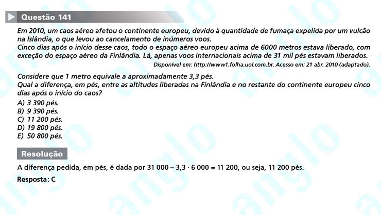 Enem 2011: Questão 141 – Matemática (prova amarela)