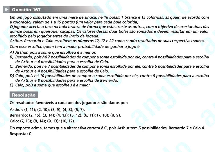 Enem 2011: Questão 167 – Matemática (prova amarela)