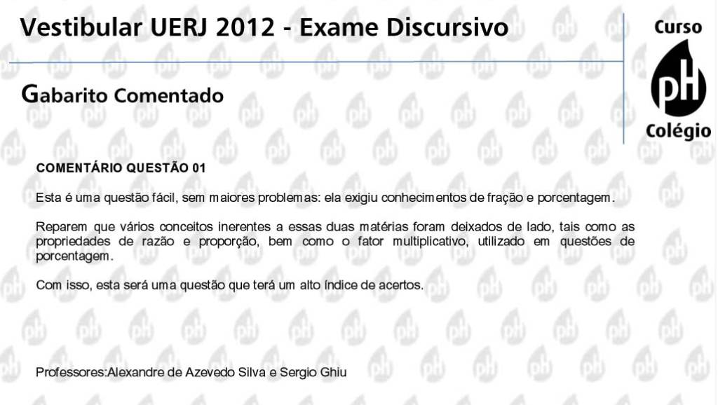 Uerj 2012 – Matemática (questão 1)