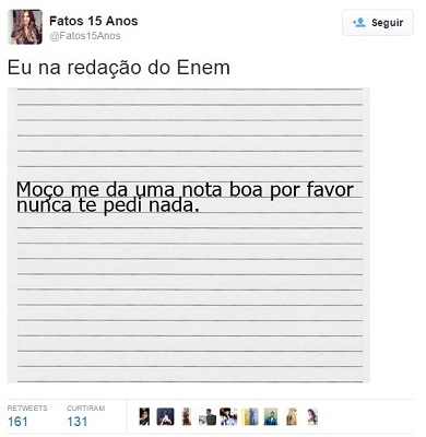 Sem limites para a zoeira: estudantes e usuários das redes sociais aproveitam para fazer piada com a tensão da prova, que acontece no fim de semana de 24 e 25 de outubro