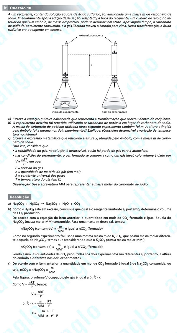 Fuvest 2012: Questão 10 (segunda fase) – conhecimentos gerais