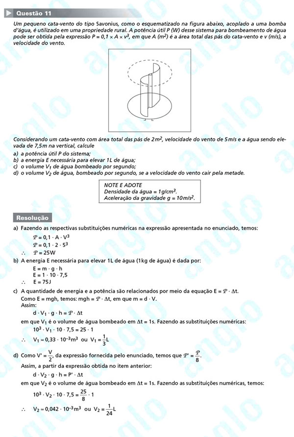 Fuvest 2012: Questão 11 (segunda fase) – conhecimentos gerais