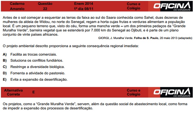 Enem 2014: correção da questão 22