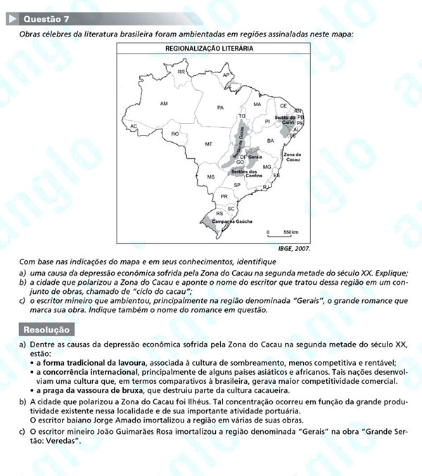 Fuvest 2012: Questão 7 (segunda fase) – conhecimentos gerais