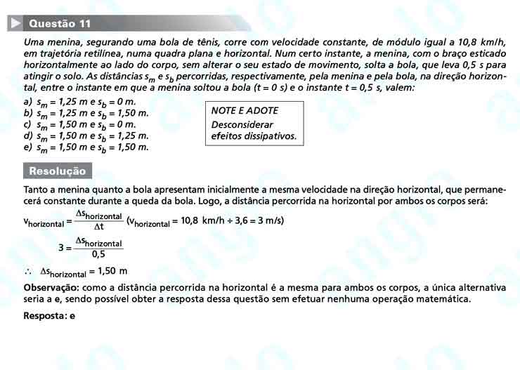 FUVEST 2011 – Primeira Fase – Questão 11