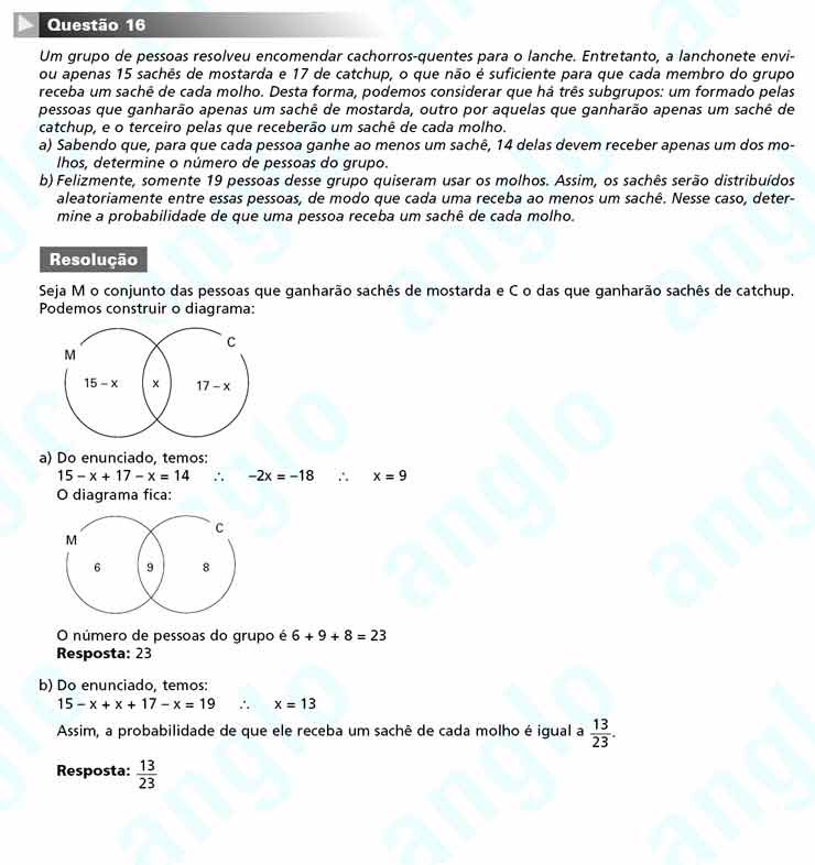 Unicamp 2011 – segunda fase: Questão 16 – Matemática