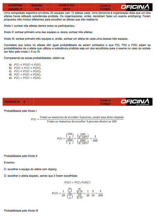 Enem 2015: correção da questão 175