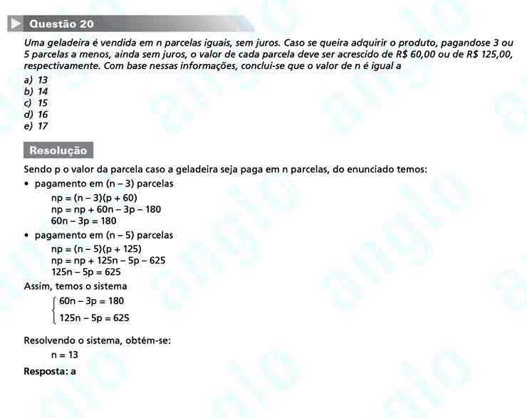 FUVEST 2011 – Primeira Fase – Questão 20