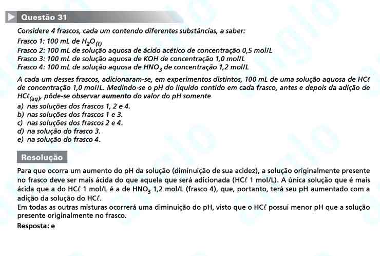 FUVEST 2011 – Primeira Fase – Questão 31