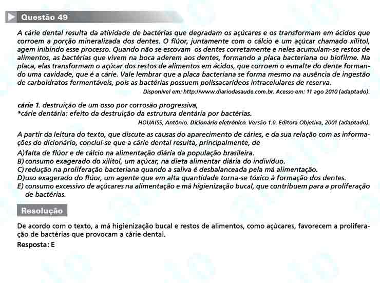 Enem 2010: Questão 49 -Ciências da Natureza (prova azul)