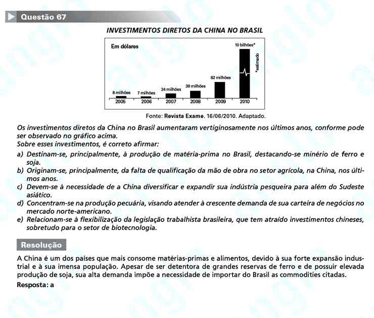 FUVEST 2011 – Primeira Fase – Questão 67