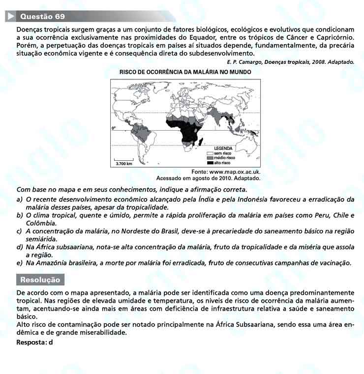 FUVEST 2011 – Primeira Fase – Questão 69