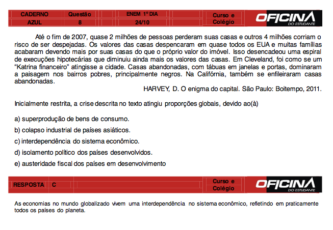 Enem 2015: correção da questão 8