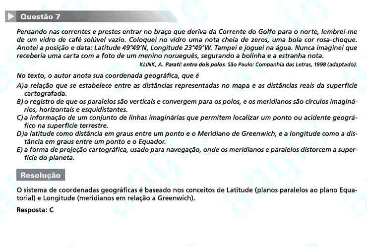 Enem 2010: Questão 7 – Ciências Humanas (prova azul)