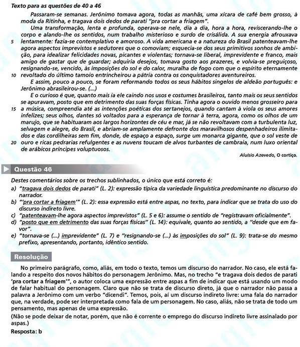 Primeira fase Fuvest 2012: questão 46 (prova V)