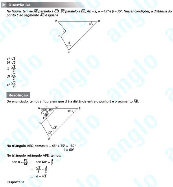 Primeira fase Fuvest 2012: questão 63 (prova V)