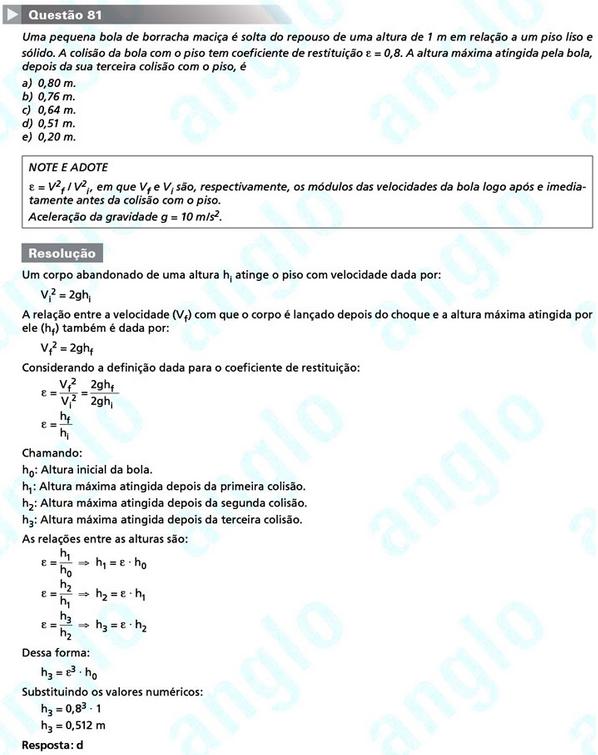 Primeira fase Fuvest 2012: questão 81 (prova V)