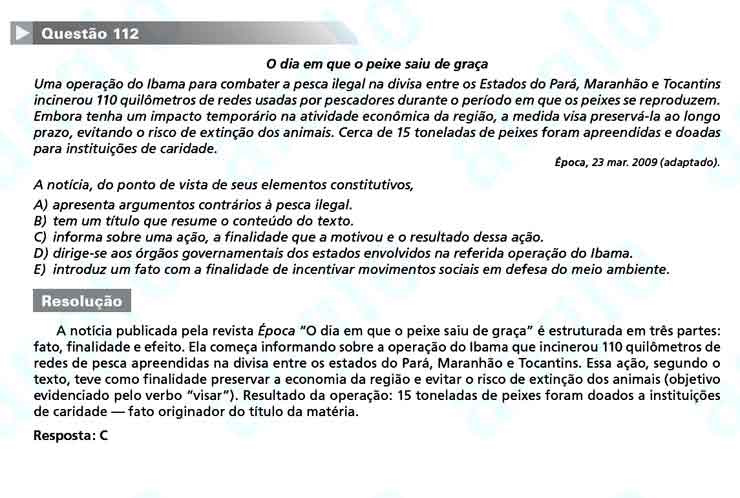 Enem 2010: Questão 112  – Linguagens e Códigos (prova amarela)