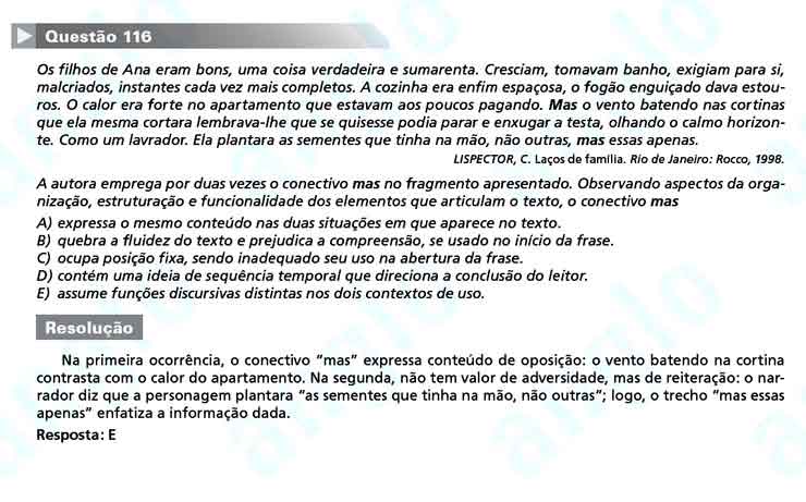 Enem 2010: Questão 116  – Linguagens e Códigos (prova amarela)