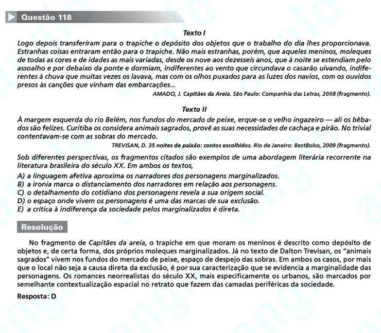 Enem 2010: Questão 118  – Linguagens e Códigos (prova amarela)