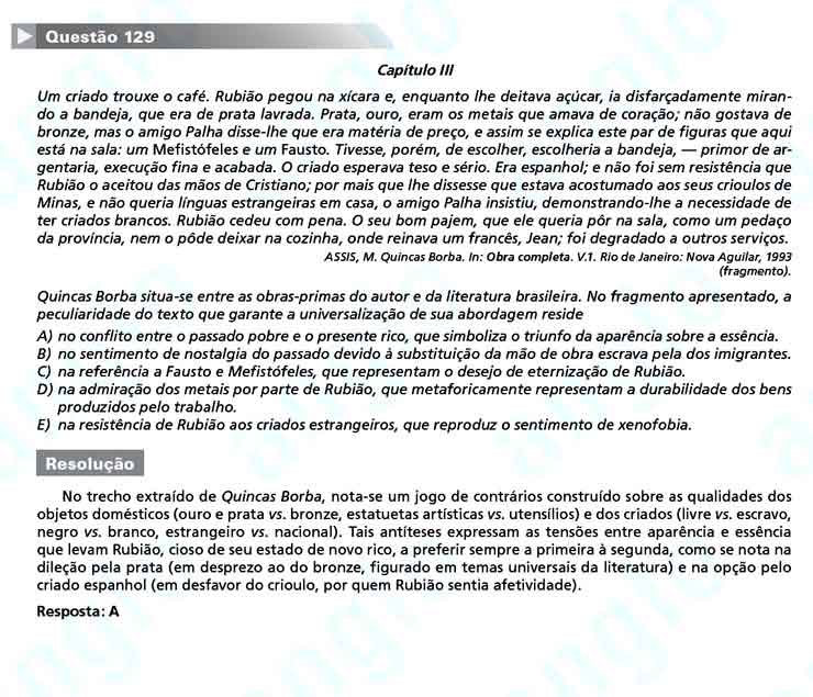 Enem 2010: Questão 129  – Linguagens e Códigos (prova amarela)