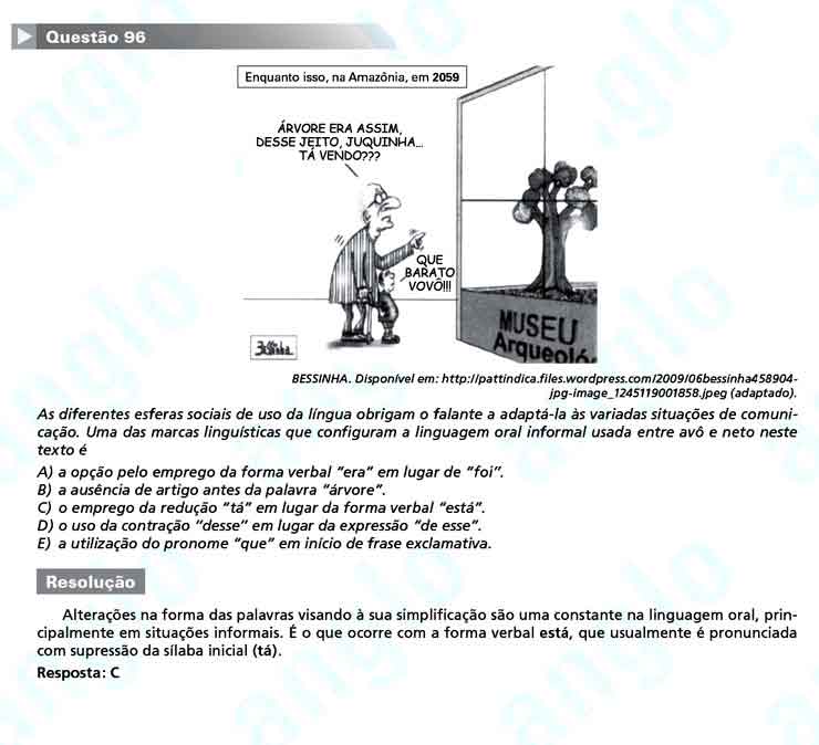 Enem 2010: Questão 96  – Linguagens e Códigos (prova amarela)