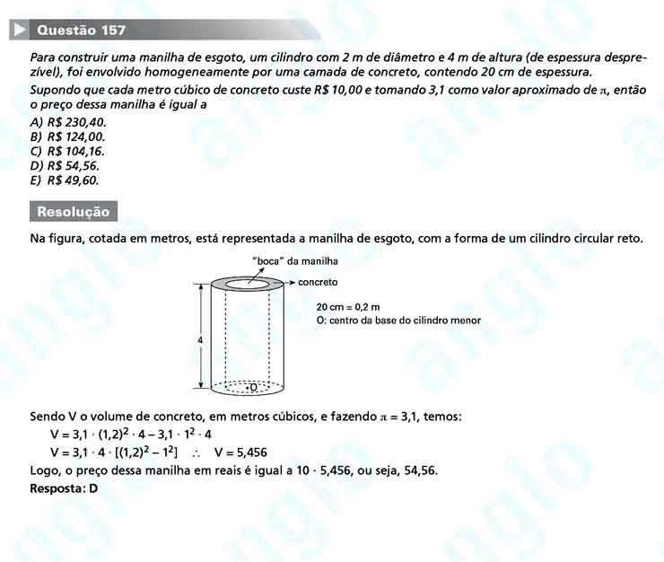 Enem 2010: Questão 157 – Matemática (prova amarela)