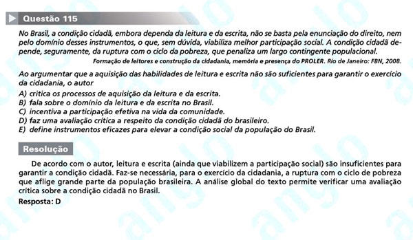 Enem 2011: Questão 115 – Linguagens e Códigos (prova amarela)