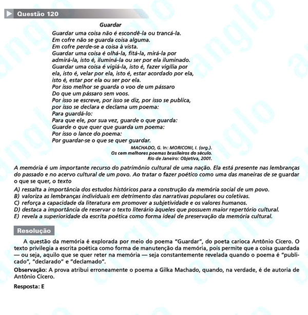 Enem 2011: Questão 120 – Linguagens e Códigos (prova amarela)