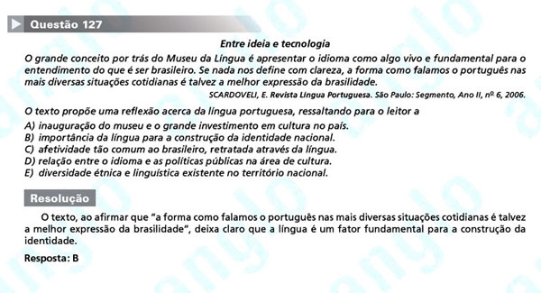 Enem 2011: Questão 127 – Linguagens e Códigos (prova amarela)