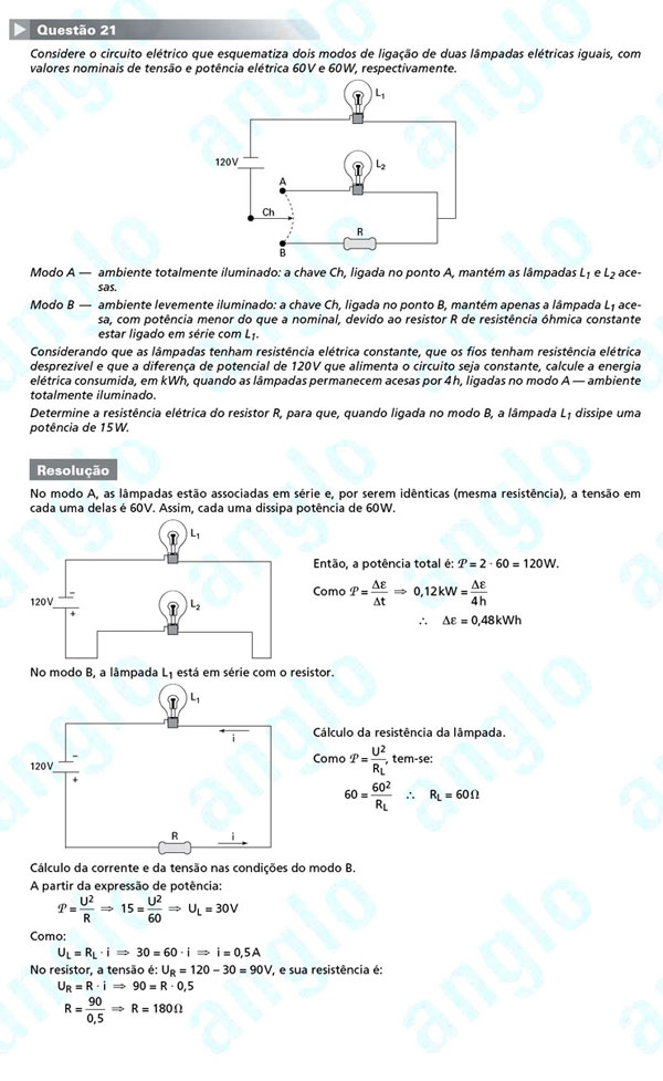 Unesp 2012 – segunda fase: questão 21 – Ciências da Natureza