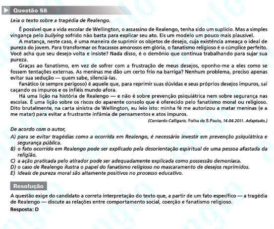 Unesp 2012: Questão 58 – Primeira fase