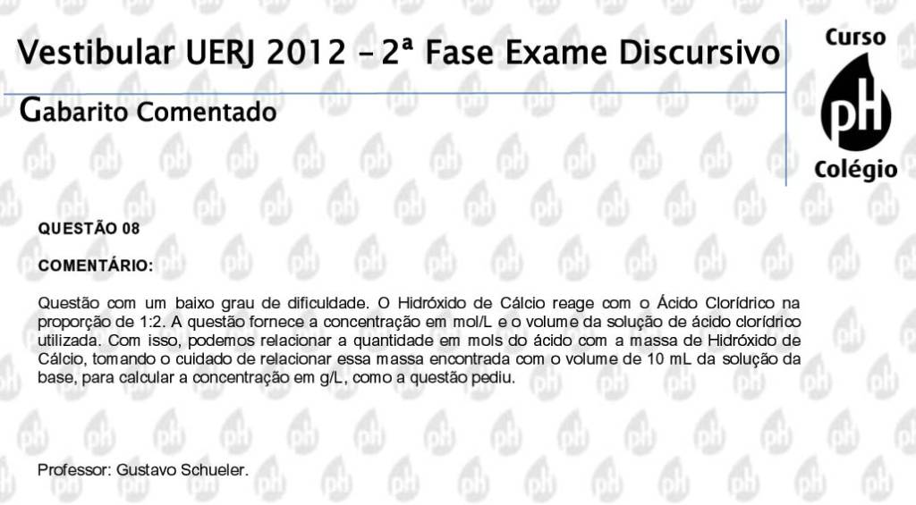 Uerj 2012 – Química (questão 8)