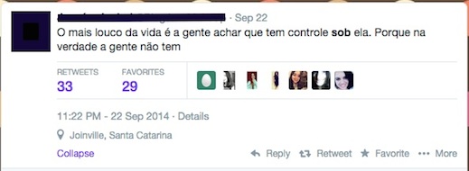 Dá ideia de que algo está em uma posição inferior em relação a outro objeto. De cara, vocês já devem ter percebido o erro no tweet acima, não é? Não dá para ter controle estando em uma posição inferior, logo, o correto seria aplicar outra preposição: ... achar que tem controle sobre ela. Dá ideia de que algo está em uma posição inferior em relação a outro objeto. De cara, vocês já devem ter percebido o erro no tweet acima, não é? Não dá para ter controle estando em uma posição inferior, logo, o correto seria aplicar outra preposição: ... achar que tem controle sobre ela.