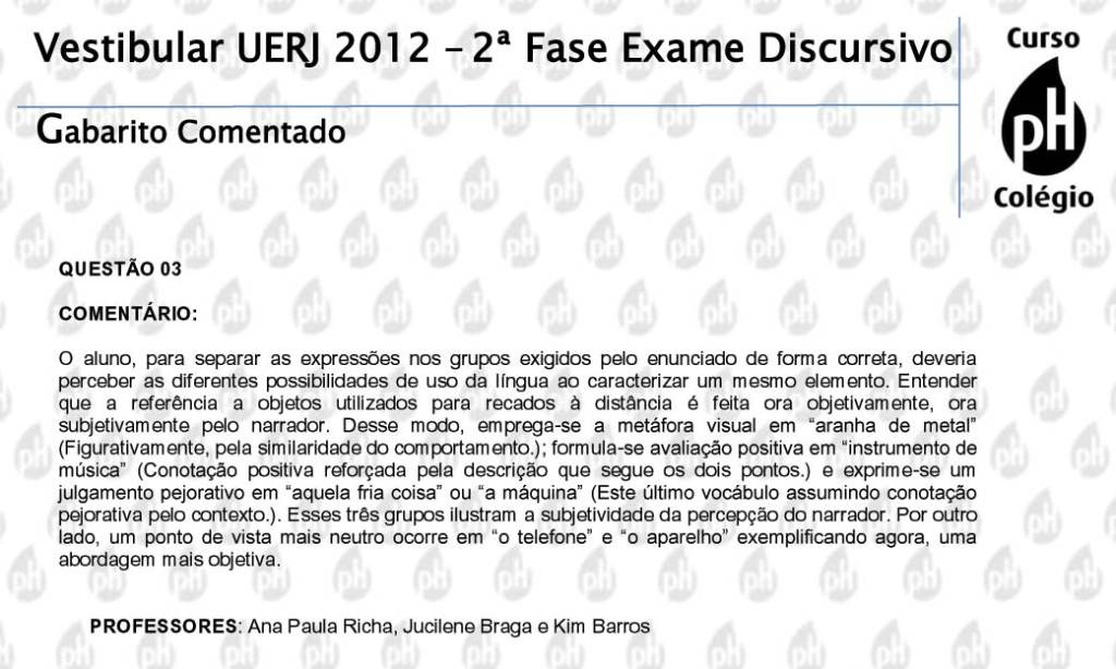 Uerj 2012 – Literatura (questão 3)