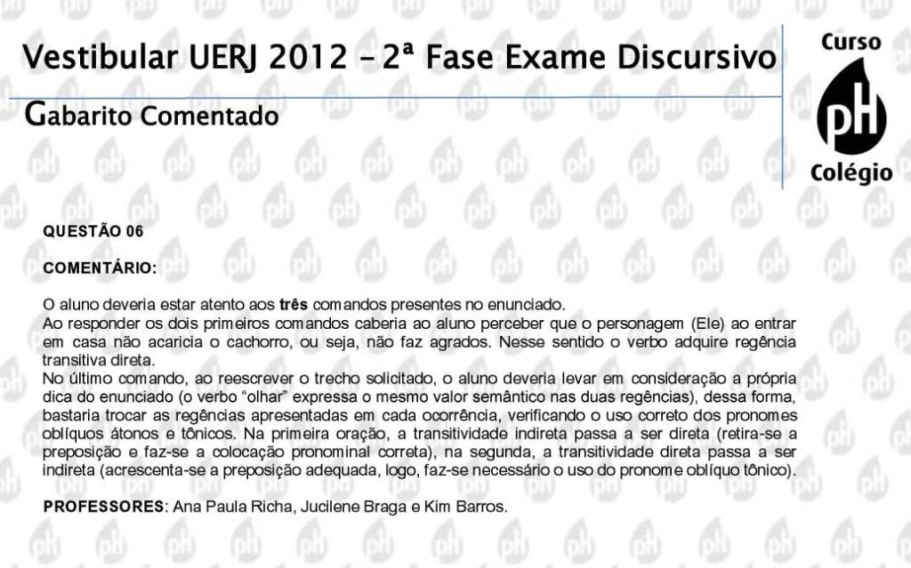 Uerj 2012 – Literatura (questão 6)