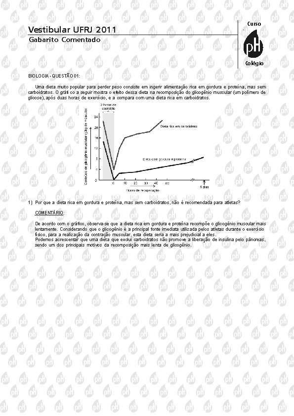 UFRJ 2011: Questão 1 – Biologia