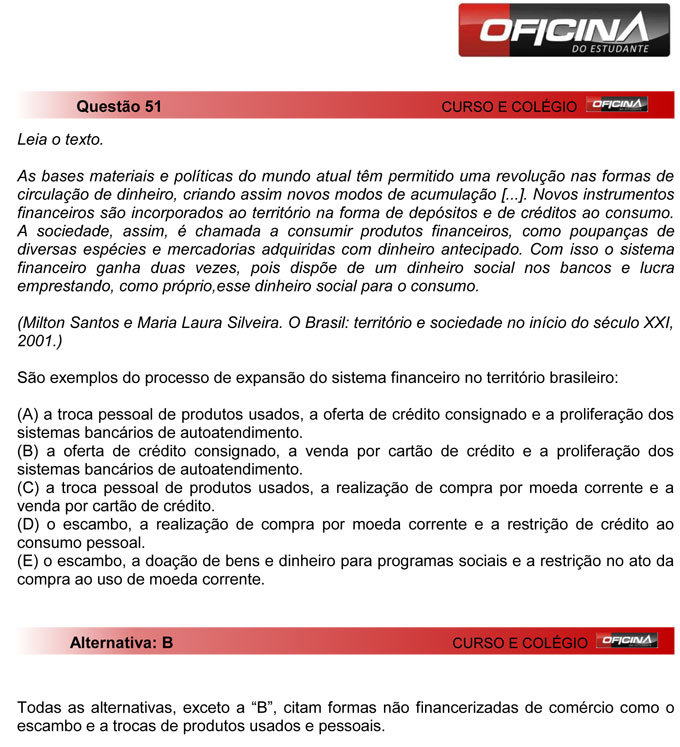 Unesp meio de ano 2012: Questão 51 – Primeira fase