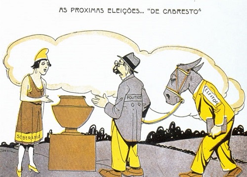 Com a República, foram ratificadas as eleições diretas, inclusive para presidente. Só que assim nasceu o voto de cabresto: em 1904 uma lei estabeleceu que, além da cédula que ia para a urna, outra seria preenchida, datada e rubricada por um fiscal eleitoral - intimidação que duraria toda a Primeira República.