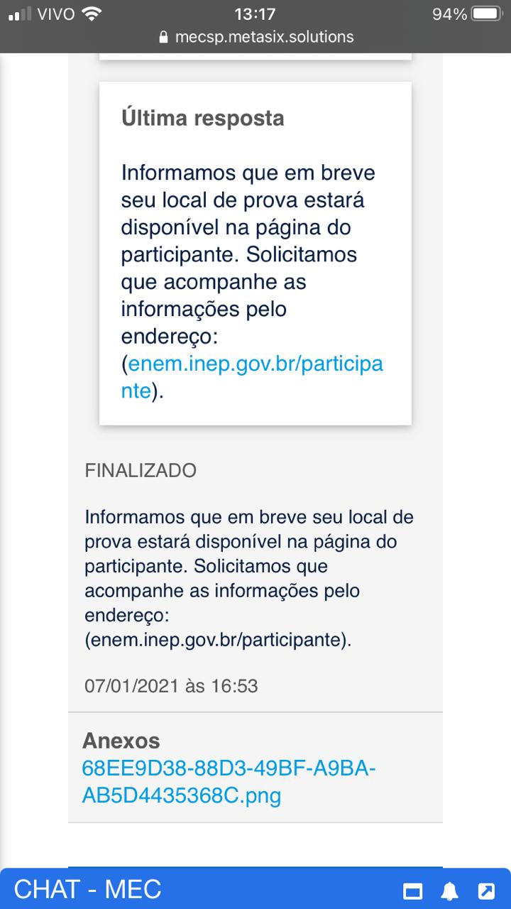 Falha na divulgação do local de prova 2 Falha na divulgação do local de prova 2