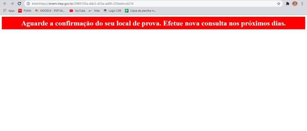 Falha na divulgação do local de prova Falha na divulgação do local de prova