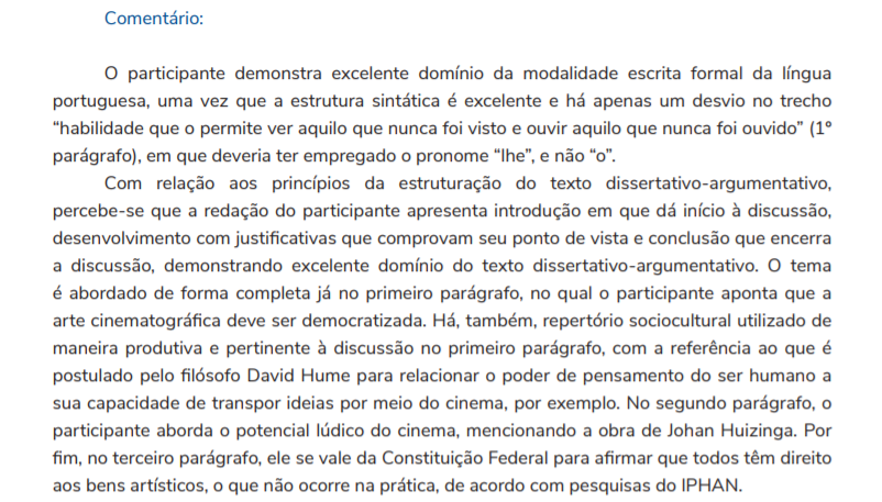 comentário inep Comentário sobre a redação nota mil do candidato Gabriel Nogueira.