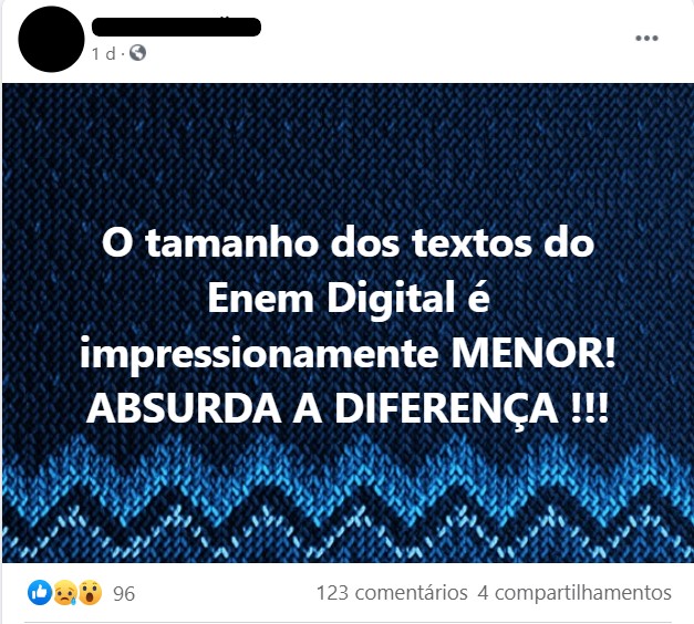 Publicação em um grupo do Facebook