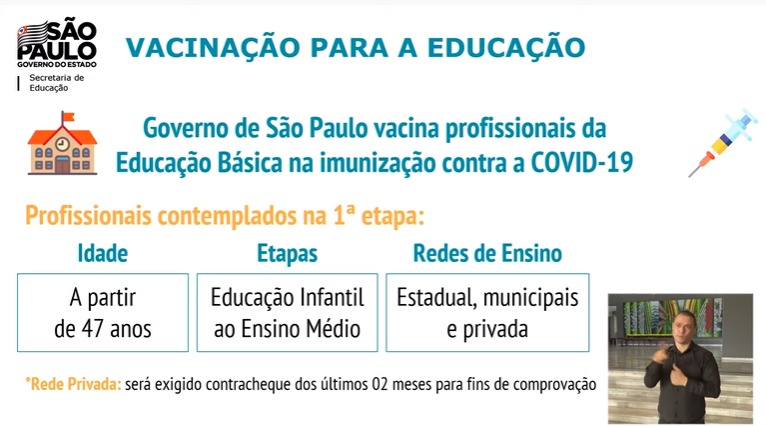 Vacina&ccedil;&atilde;o de professores em SP