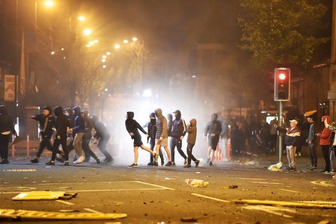 Protesters Clash With Police In Shaftsbury Square Area Of Belfast