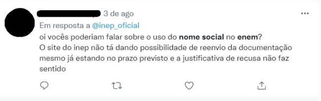 Estudantes relataram problemas na solicitação do uso do nome social no Enem 2021.