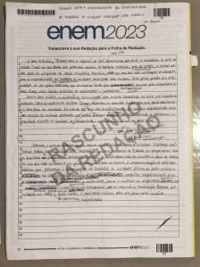 redação yasmin enem 2023 foto do rascunho da redação nota mil yasmin enem 2023